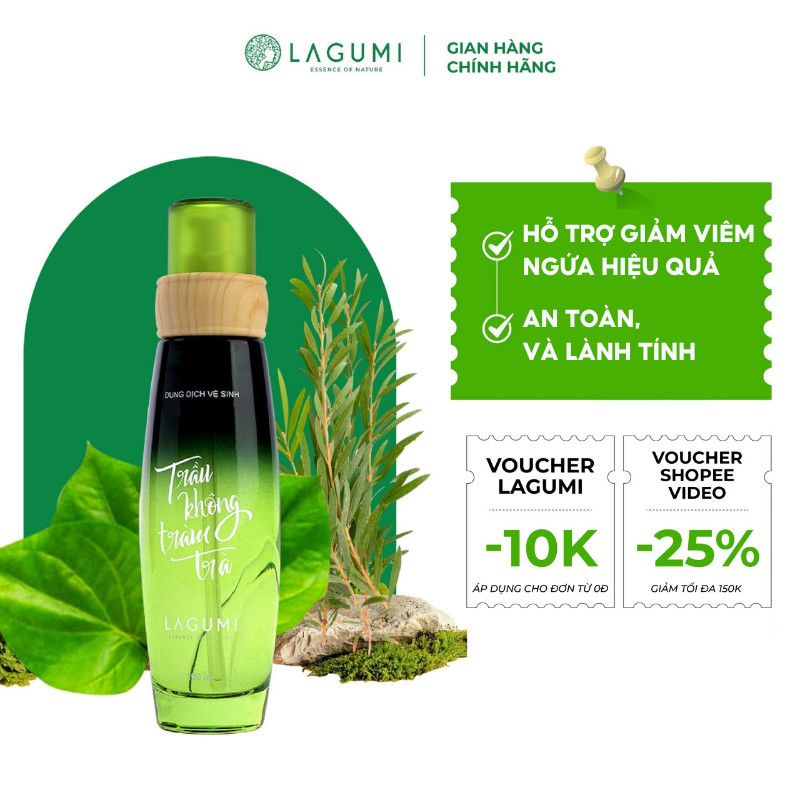 Set sỉ 5 Dung dịch vệ sinh phụ nữ trầu không tràm trà giảm viêm, ngứa Lagumi 100ml