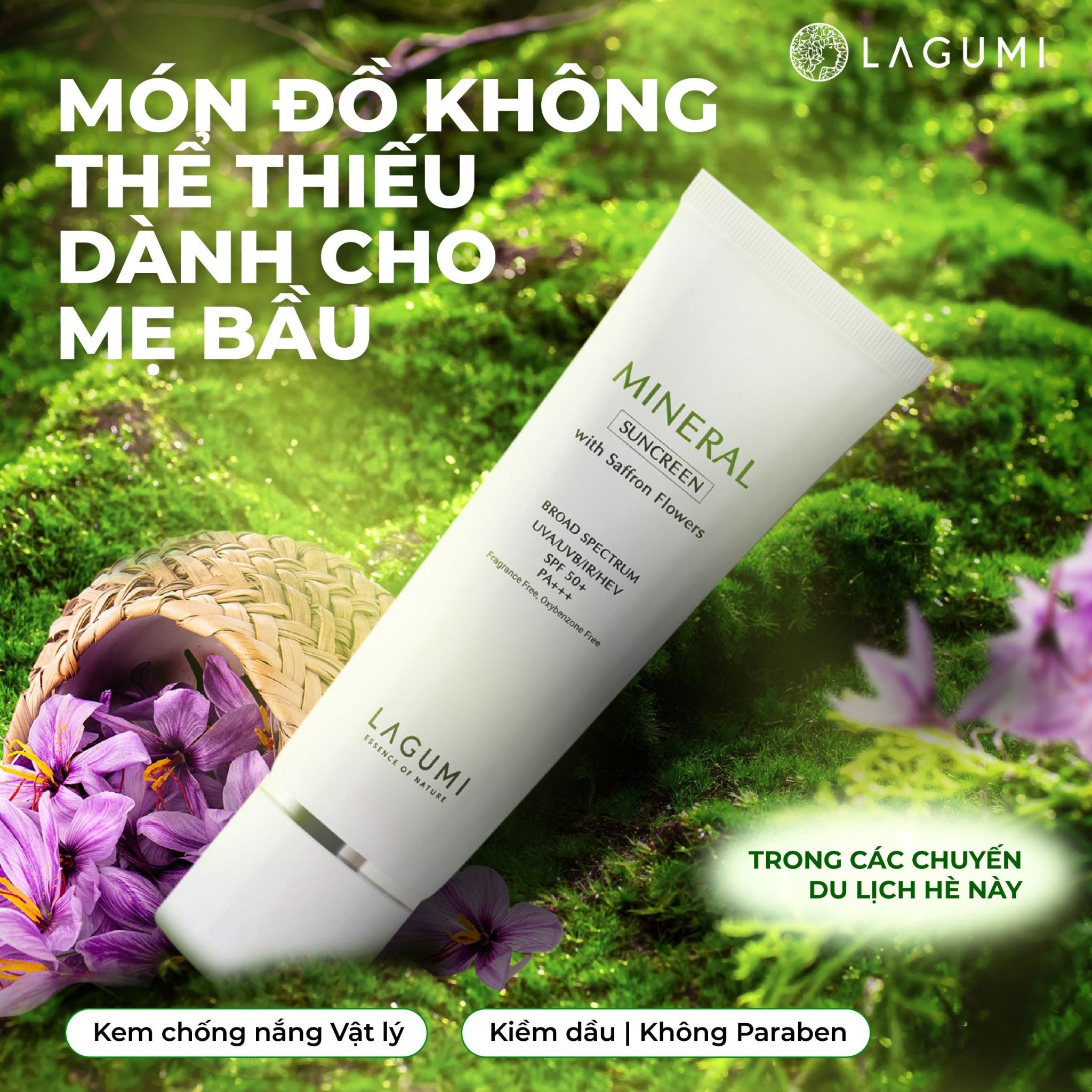 Kem chống nắng vật lý nâng tone Lagumi chiết xuất nhụy hoa nghệ tây 50gr