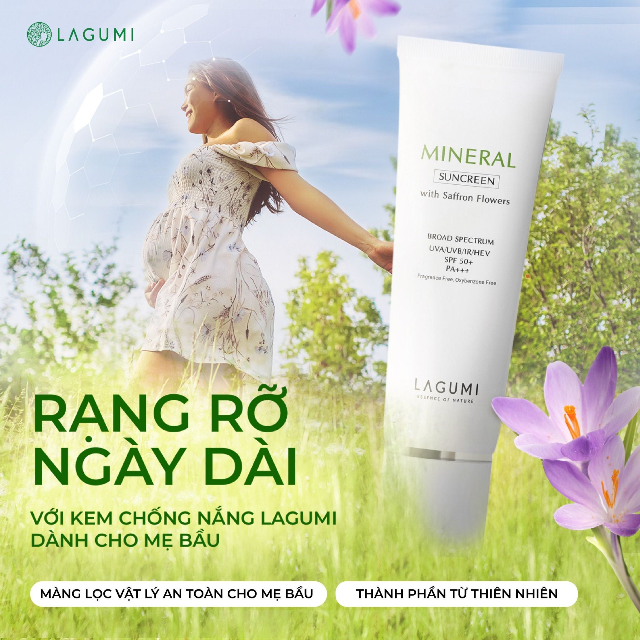Kem chống nắng vật lý nâng tone Lagumi chiết xuất nhụy hoa nghệ tây 50gr