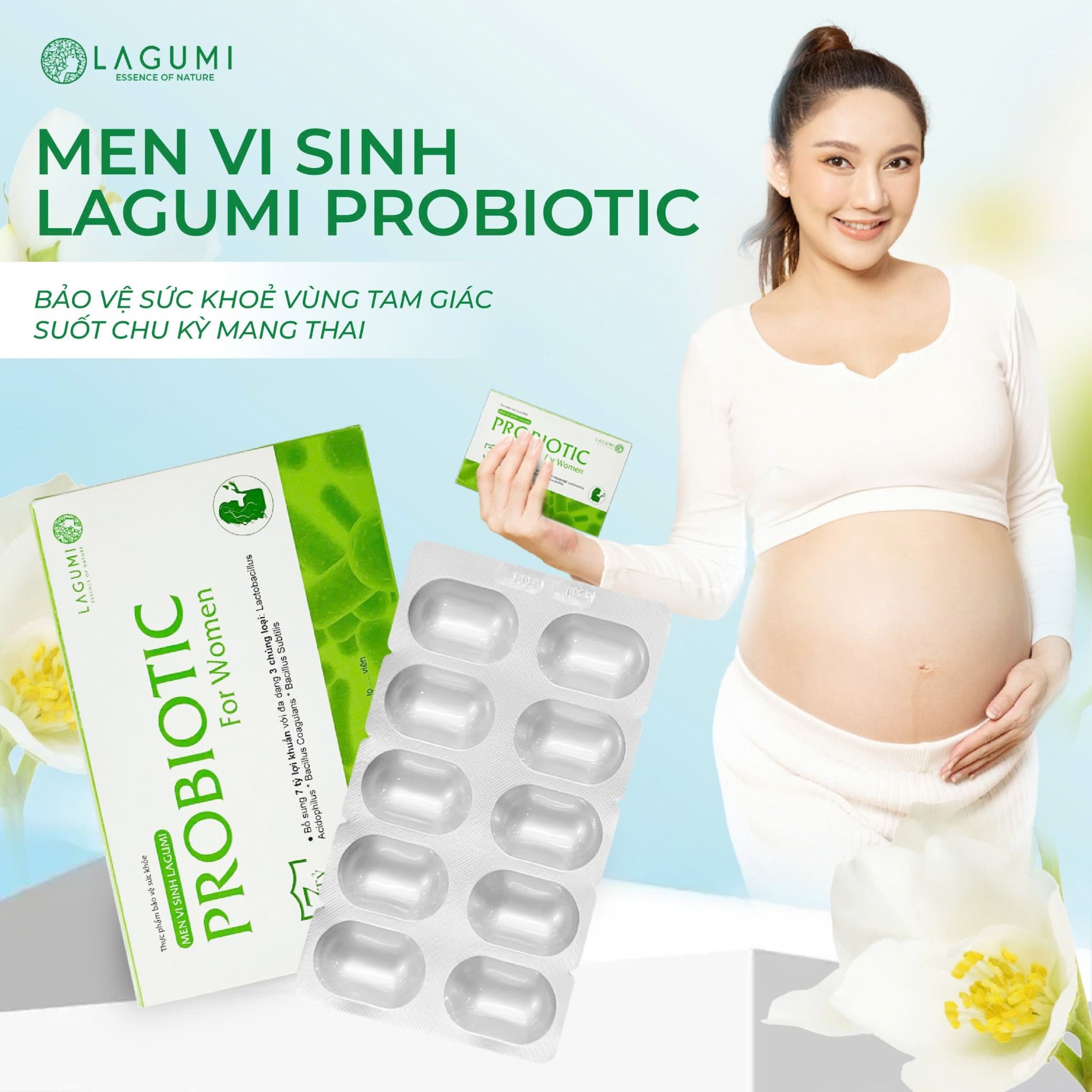 Men Vi Sinh Phụ Khoa Lagumi Giảm Viêm Tái Lại Giảm Khí Hư Bổ Sung 7 Tỷ Lợi Khuẩn Hộp 10 Viên