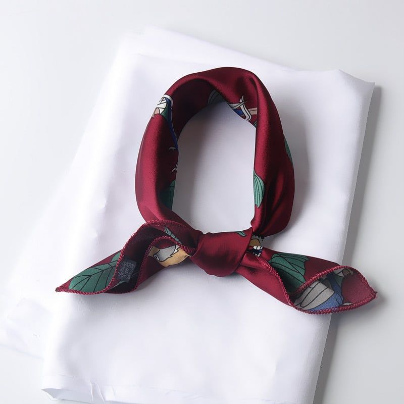 Khăn lụa vuông đi kèm túi cói 50X55cm turban bandana thời trang hàn quốc nhiều kiểu đẹp; phong cách vintage P420