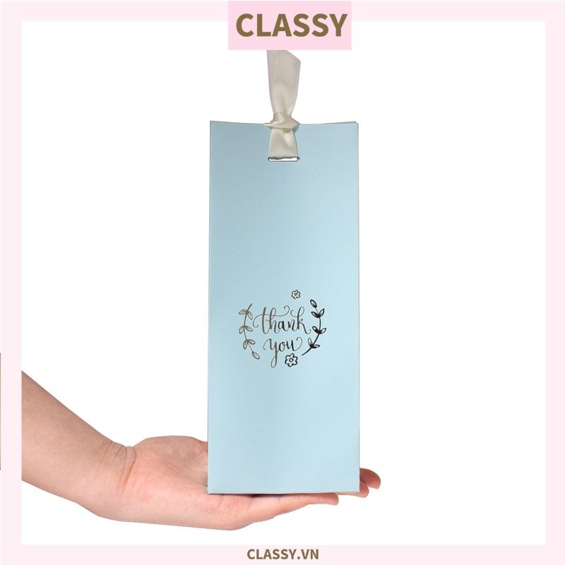 Túi giấy kèm ruy băng 9,5 * 8 * 23cm đựng đồ quà tặng họa tiết cổ điển đơn sắc Q779