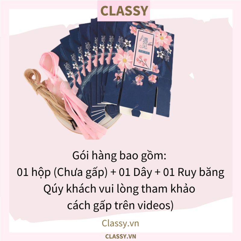 Túi giấy đựng quà thắt nơ in hình dễ thương 14 X 7 X 10 CM đựng son, trang sức, quà tặng đám cưới, lễ tết Q301