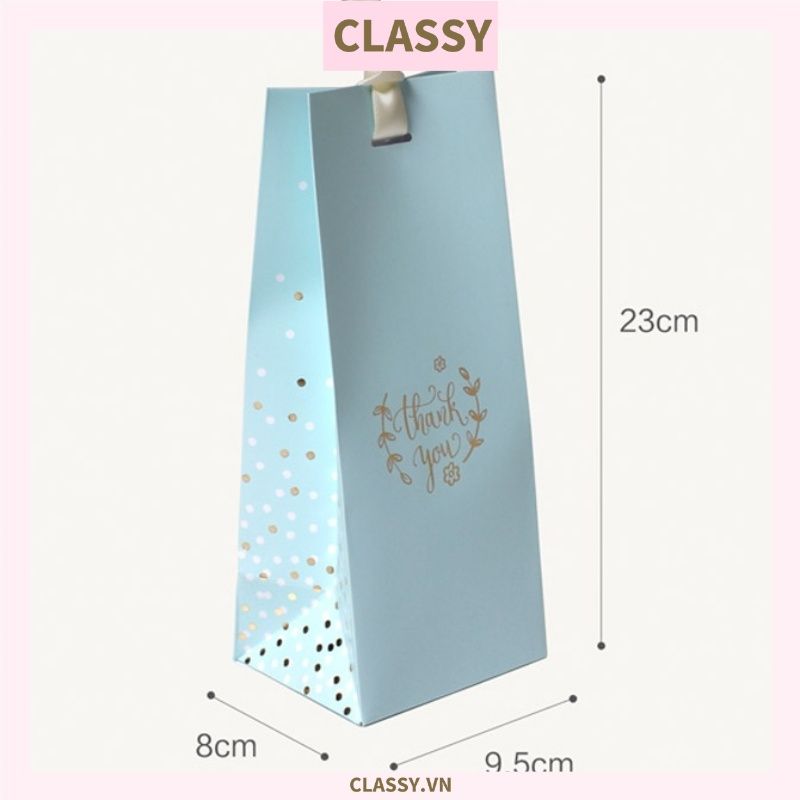 Túi giấy kèm ruy băng 9,5 * 8 * 23cm đựng đồ quà tặng họa tiết cổ điển đơn sắc Q779