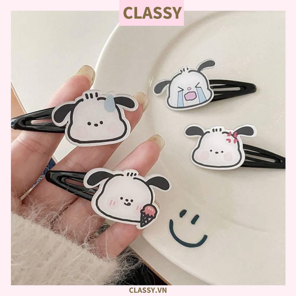  Classy Kẹp tóc mái họa tiết dễ thương, màu trắng đen PK1621 