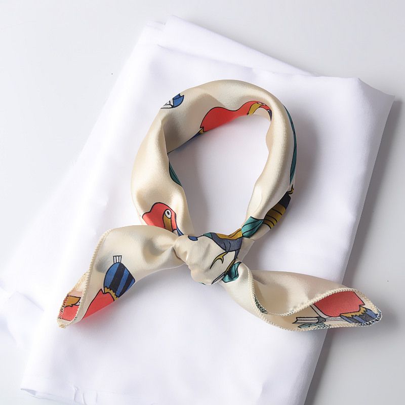 Khăn lụa vuông đi kèm túi cói 50X55cm turban bandana thời trang hàn quốc nhiều kiểu đẹp; phong cách vintage P420