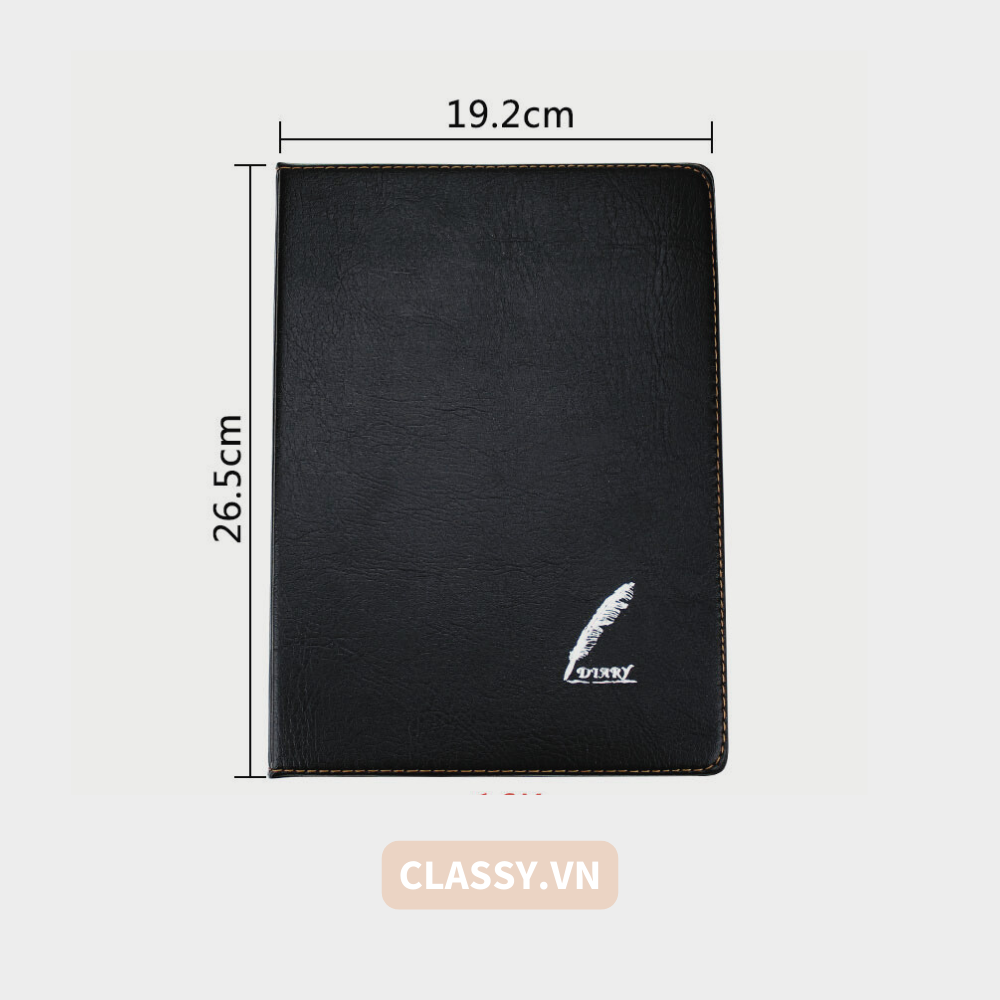  Sổ bìa da đen nhiều kích thước - Classy Notebook ghi chép cuộc họp, lập kế hoạch kinh doanh- 224 trang bìa tối giản- PK1834 