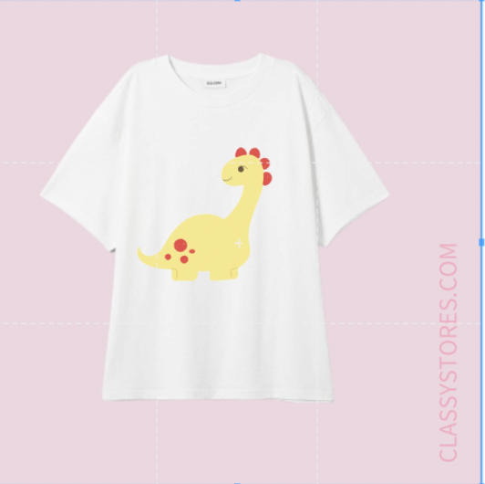 Áo thun tay lỡ form rộng Unisex (Freesize) In hình chú Khủng long vàng, Áo thun thiết kế độc lạ