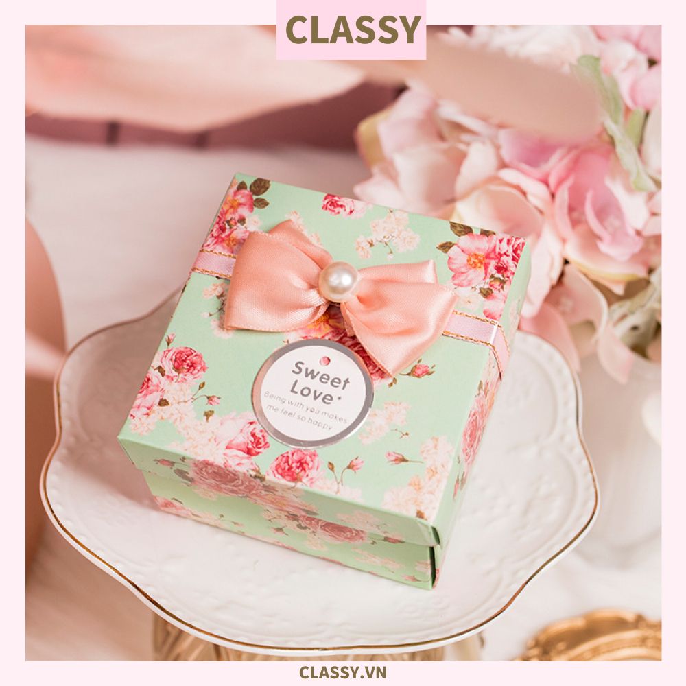  Classy Hộp quà tặng cỡ lớn gắn hoa gắn nơ sang trọng PK1381 