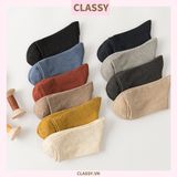  Classy Combo 2 đôi tất cotton cổ cao trơn nhiều màu G1401 