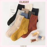  Classy Combo 2 đôi tất cotton cổ cao trơn nhiều màu G1401 