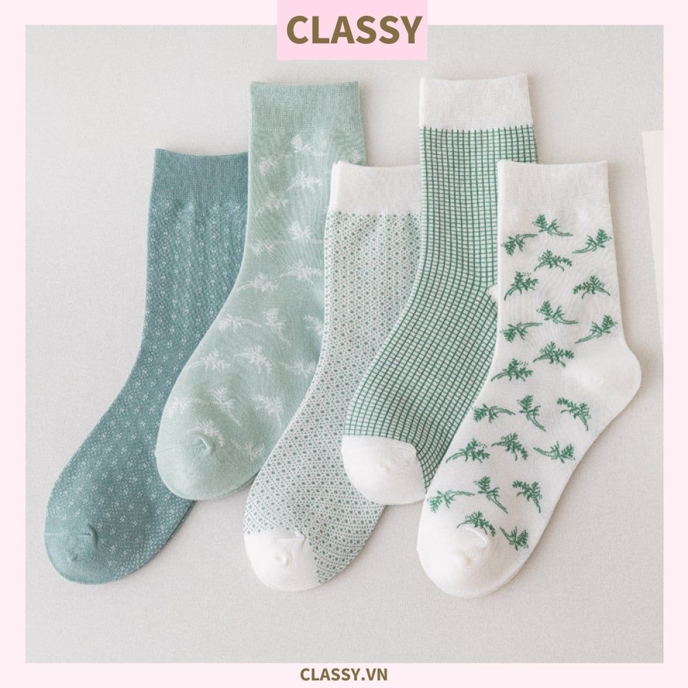 Classy Tất cổ cao, vớ cổ cao tông màu xanh hàn quốc dễ thương G1426