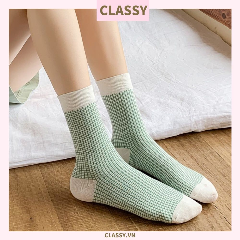 Classy Tất cổ cao, vớ cổ cao tông màu xanh hàn quốc dễ thương G1426