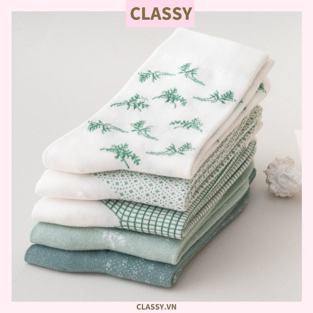 Classy Tất cổ cao, vớ cổ cao tông màu xanh hàn quốc dễ thương G1426