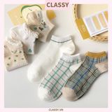  Classy Tất cổ ngắn, vớ cổ ngắn dệt kim nhiều họa tiết xinh xắn Hàn Quốc G1433 