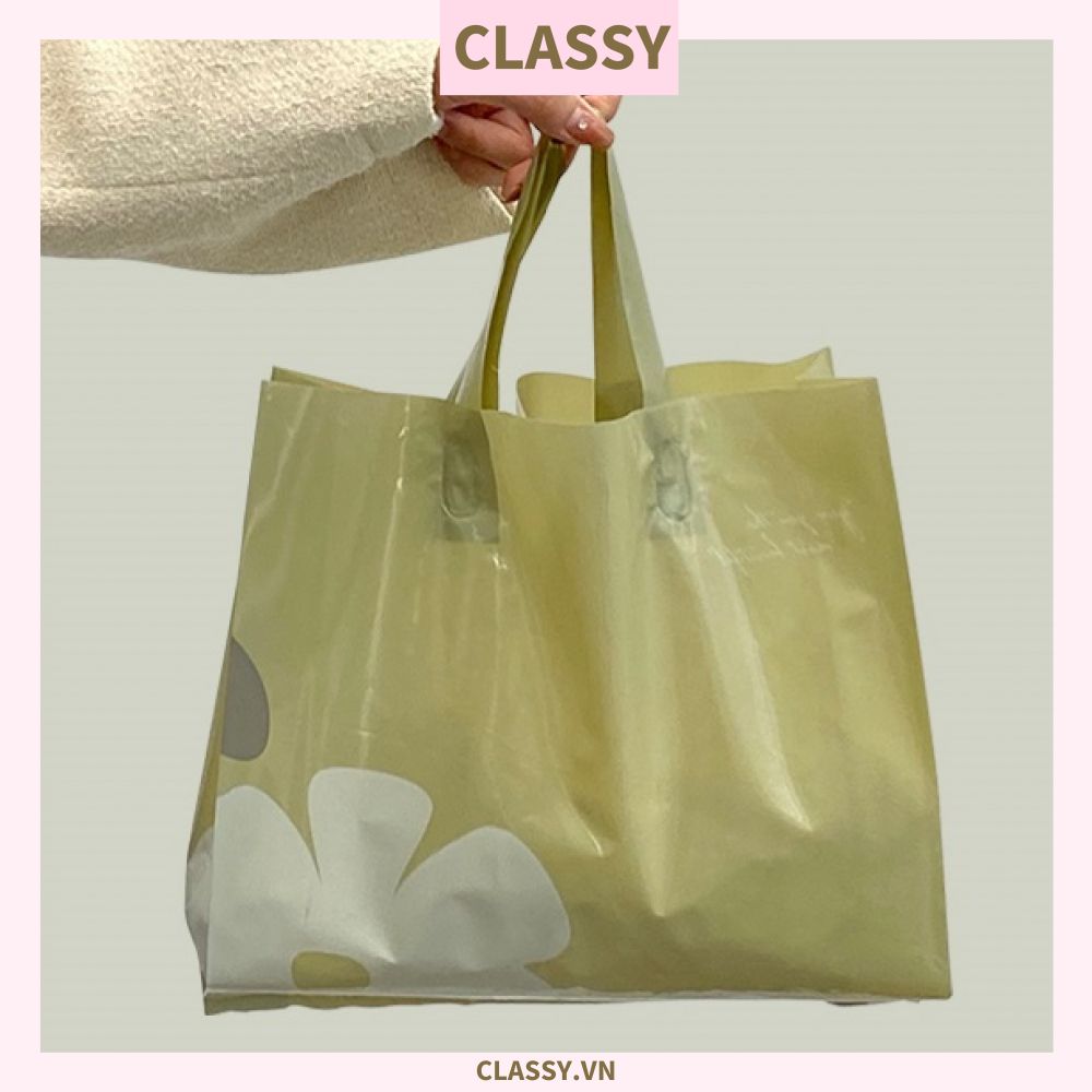  Classy Túi quai xách nhựa hoa trà chất lượng, đi shopping, làm quà tặng T1482 