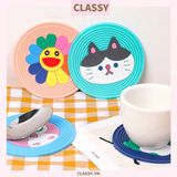  Classy Miếng lót đế ly, lót đế cốc họa tiết động vật ngẫu nhiên PK1515 