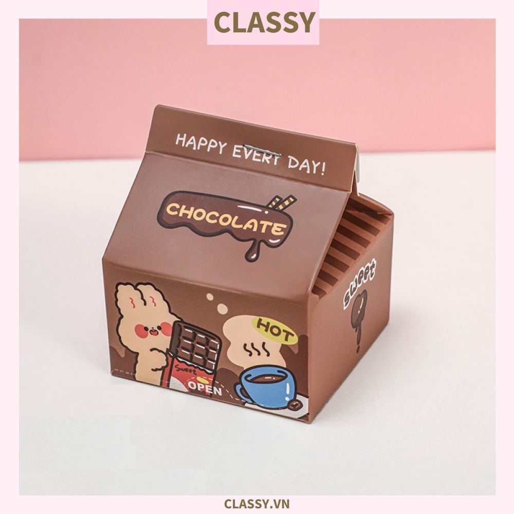  Classy Hộp giấy note, giấy ghi chú hình hộp sữa, có khe rút tiện lợi PK1520 