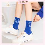  Classy Tất cổ cao, vớ cổ cao màu xanh họa tiết vui nhộn, chất cotton siêu êm G1346 