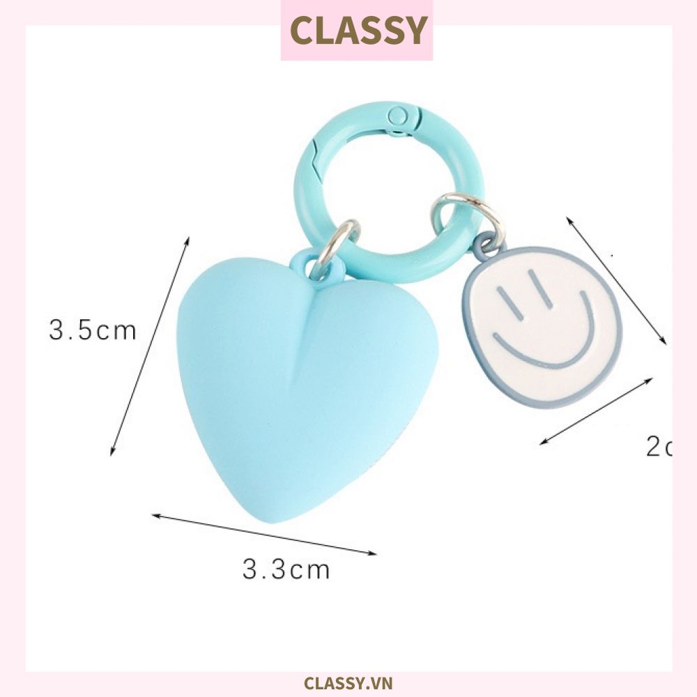  Classy Móc khóa trái tim đính kèm mặt cười màu pastel, móc khóa balo, điện thoại PK1539 