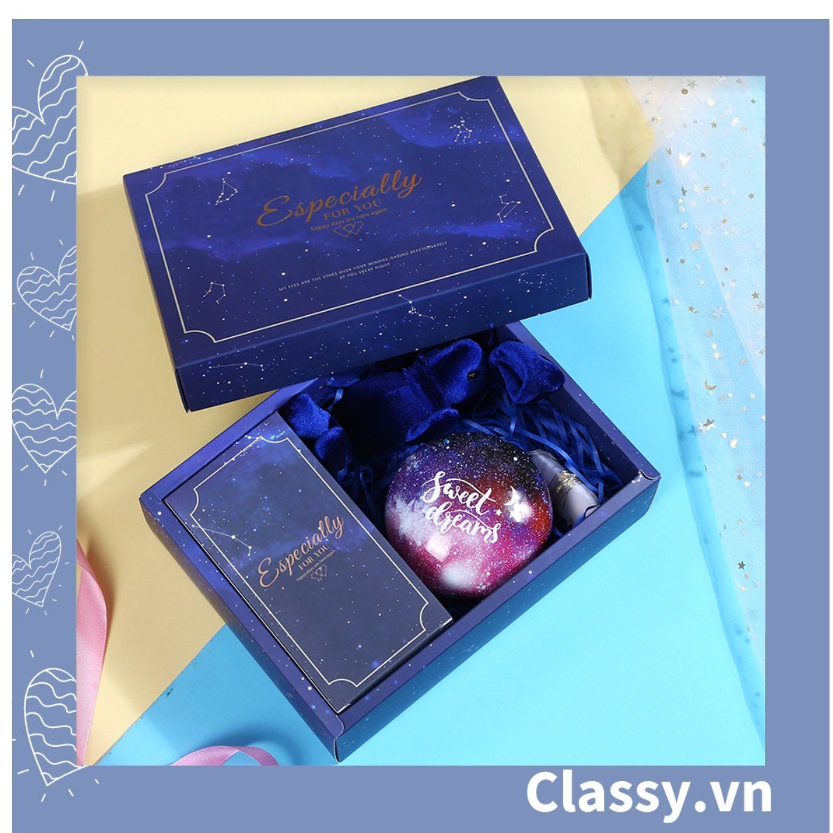 Bộ túi giấy +Hộp quà lớn quà tặng hoạ tiết cẩm thạch In chữ Especially For You phong cách châu Âu (Xé lẻ) Q264