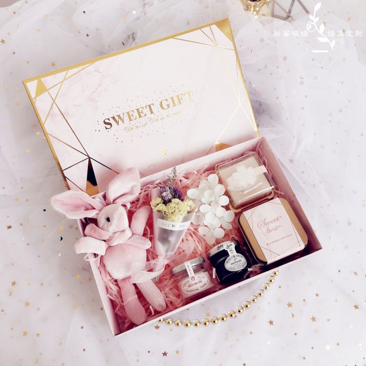 XÉ LẺ Bộ túi giấy +Hộp quà 26 * 16 * 5,5cm đựng quà, In chữ Sweet Gift phong cách châu Âu