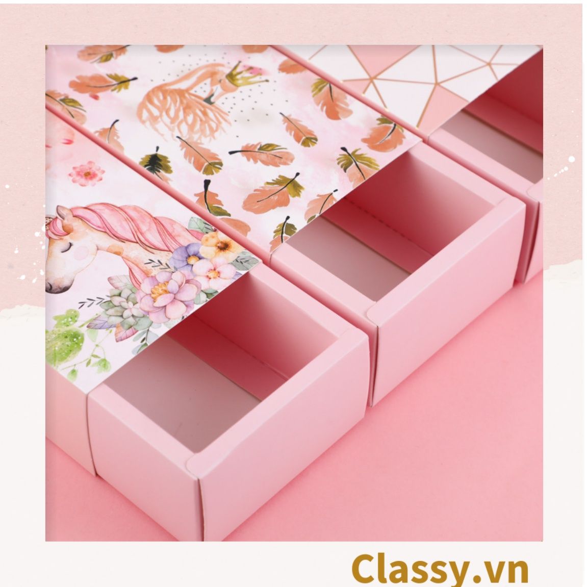 Xé lẻ Túi giấy quai xách hoặc Hộp dùng đựng đồ quà tặng trang sức, son môi, mỹ phẩm, nước hoa. hình hồng hạc, kỳ lân