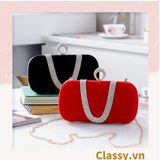  Cốp nhung - Clutch nhung đi tiệc siêu sang Dài 18 CM X Cao 6 CM, đựng vừa điện thoại, son môi 