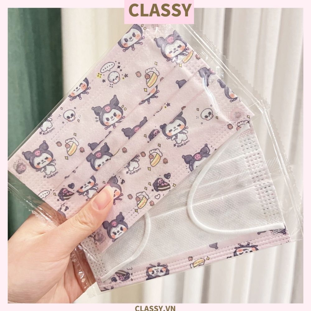 10 chiếc Khẩu trang in hình dễ thương với ba lớp kháng khuẩn, dây đeo chắc chắn, ôm khít gương mặt PK1019