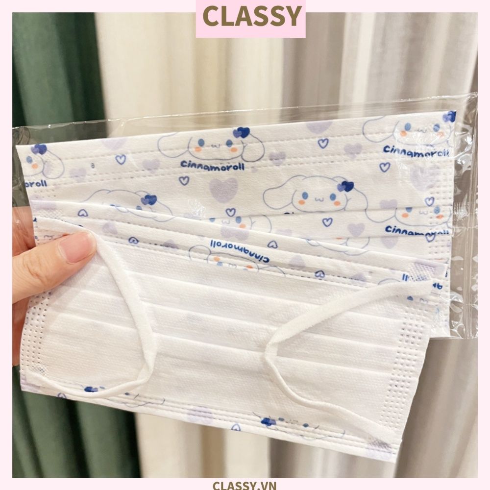 10 chiếc Khẩu trang in hình dễ thương với ba lớp kháng khuẩn, dây đeo chắc chắn, ôm khít gương mặt PK1019