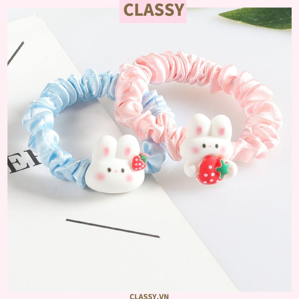 Dây cột tóc Classy bằng vải phi bóng hình chú thỏ con đáng yêu siêu bền PK1365