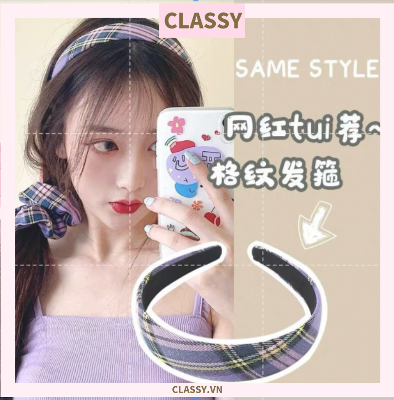 Băng đô cài tóc bản lớn bọc vải màu nhiều màu xinh xắn
