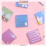  PK726 Tệp 50 tờ Giấy note ghi nhớ Post-It, màu pastel dễ thương in hình hoạt hình; tiện dụng; kích thước 80X 80 Cm 