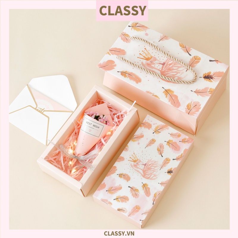 Xé lẻ Túi giấy quai xách hoặc Hộp dùng đựng đồ quà tặng trang sức, son môi, mỹ phẩm, nước hoa. hình hồng hạc, kỳ lân