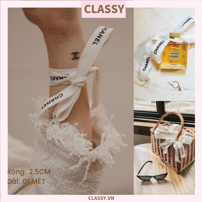 Dây ruy băng in chữ YSL, HERMES, MAC, CHANEL, DIOR