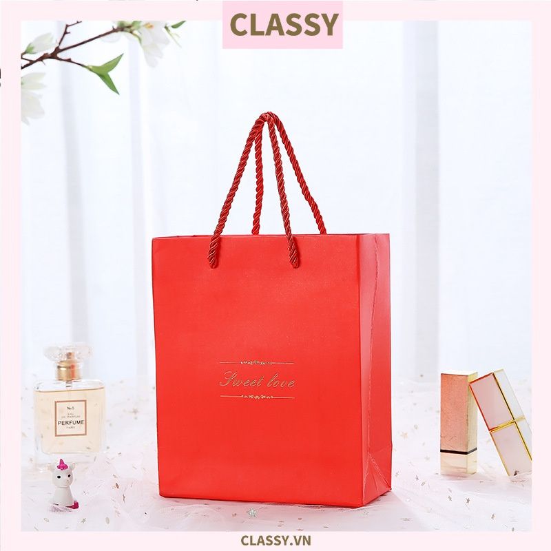 Hộp đựng quà tặng gắn nơ và tag chúc mừng, đựng son môi, nước hoa, sô cô la, trang sức