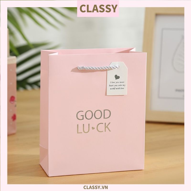 Hộp đựng quà tặng gắn nơ và tag chúc mừng, đựng son môi, nước hoa, sô cô la, trang sức