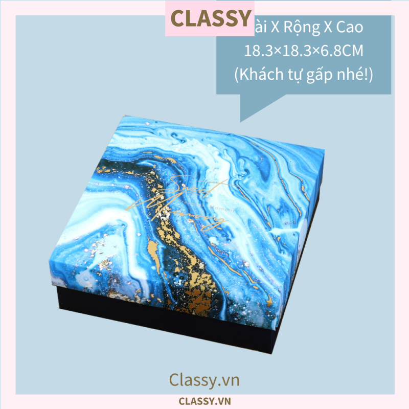 XÉ LẺ túi giấy +Hộp quà lớn quà tặng hình vuông, tự gấp, hoạ tiết vũ trụ galaxy huyền bí sang trọng Q945