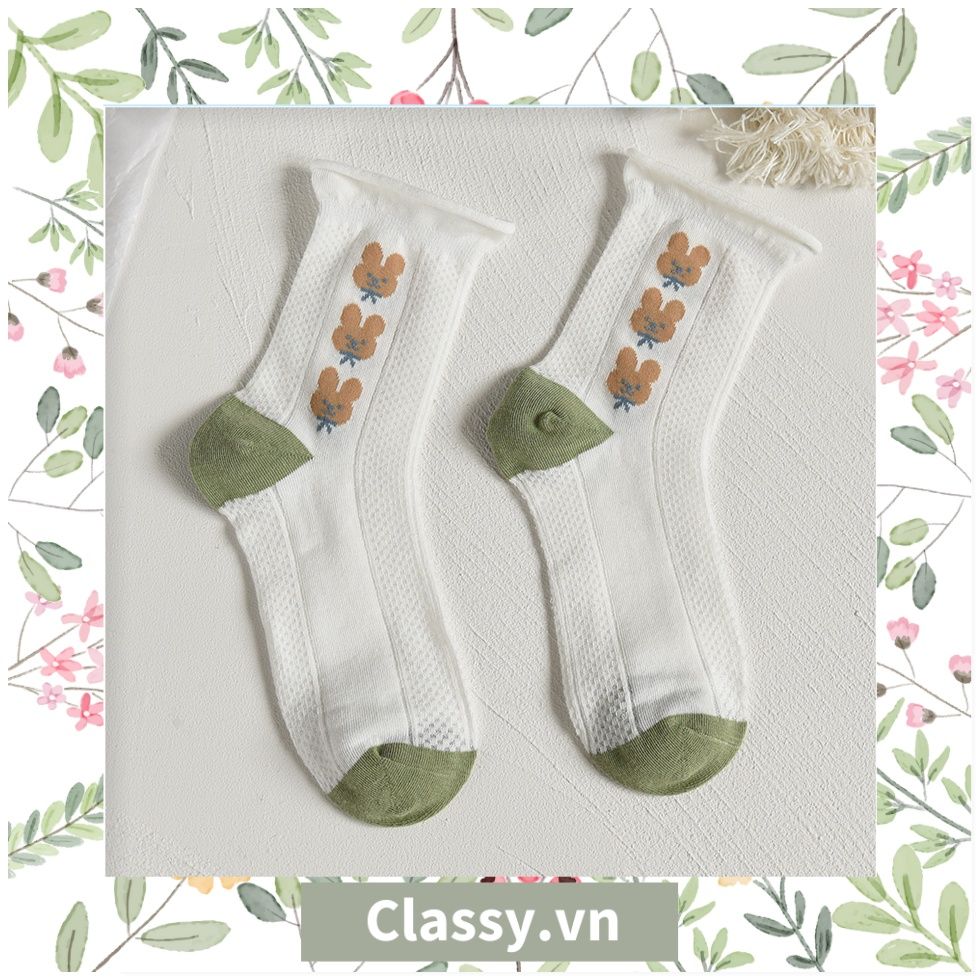  Classy Tất cổ cao, vớ cổ cao tai bèo chất liệu cotton nhiều họa tiết G1390 - G1391 - G1392 - G1393 