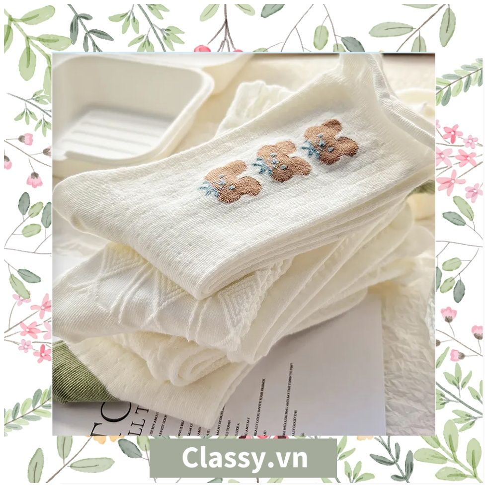 Classy Tất cổ cao, vớ cổ cao tai bèo chất liệu cotton nhiều họa tiết G1390 - G1391 - G1392 - G1393