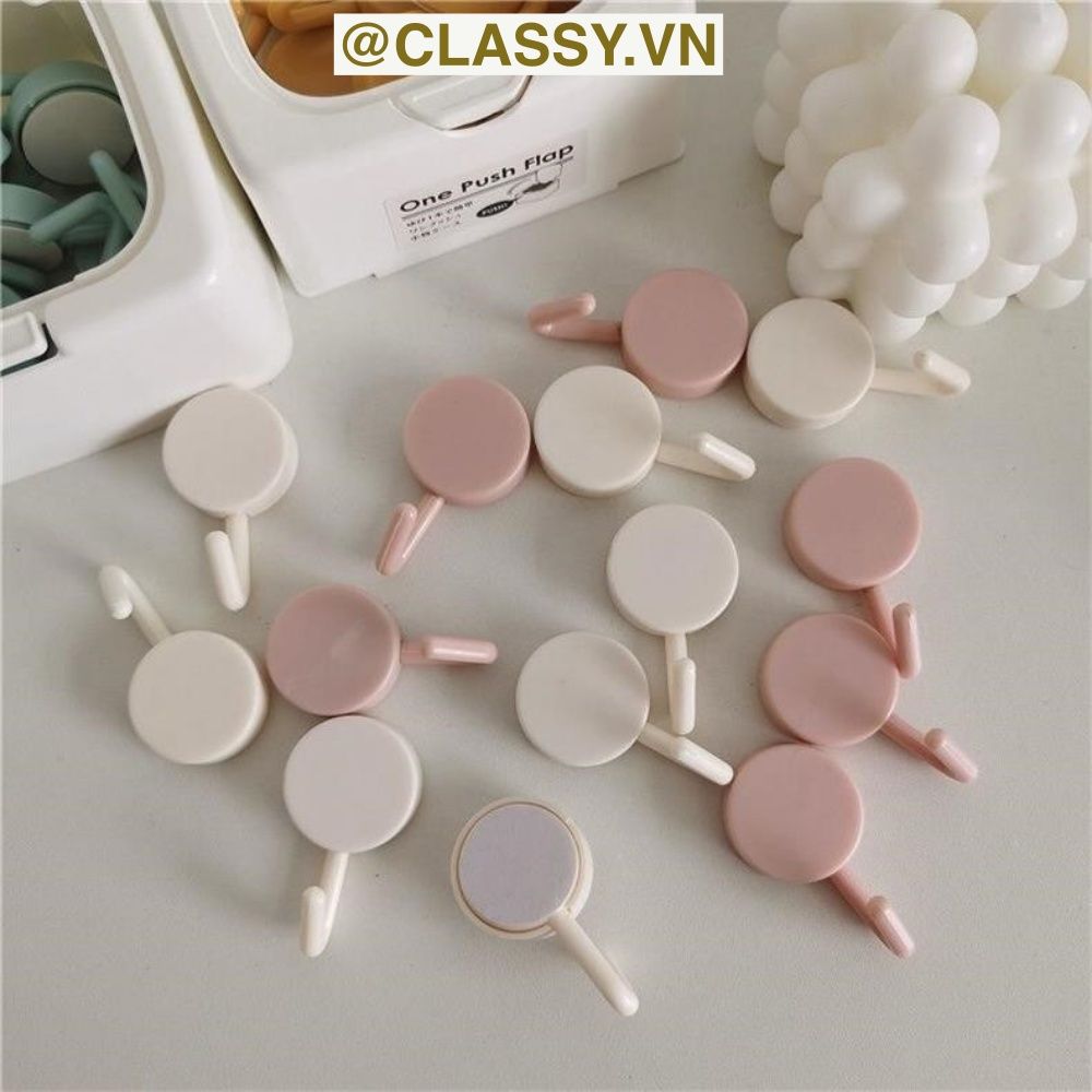 Combo 10 Móc Dán Tường Móc Nhựa nhỏ trơn đơn giản Bắc Âu Dính Tường Treo Đồ Dùng Tiện Lợi Đa Năng PK1105