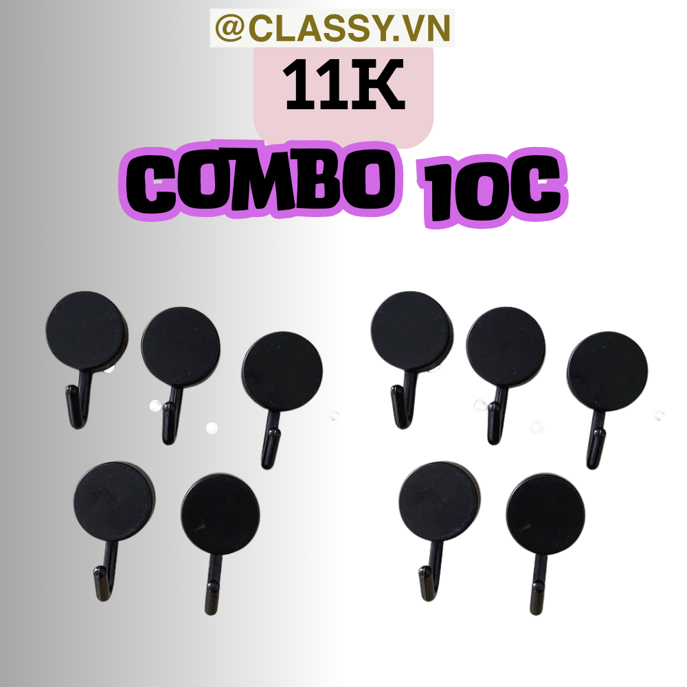 Combo 10 Móc Dán Tường Móc Nhựa nhỏ trơn đơn giản Bắc Âu Dính Tường Treo Đồ Dùng Tiện Lợi Đa Năng PK1105