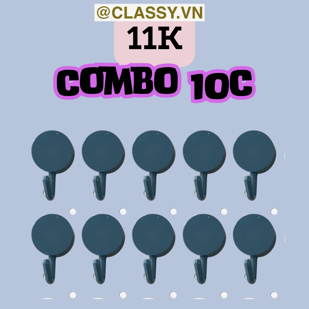 Combo 10 Móc Dán Tường Móc Nhựa nhỏ trơn đơn giản Bắc Âu Dính Tường Treo Đồ Dùng Tiện Lợi Đa Năng PK1105