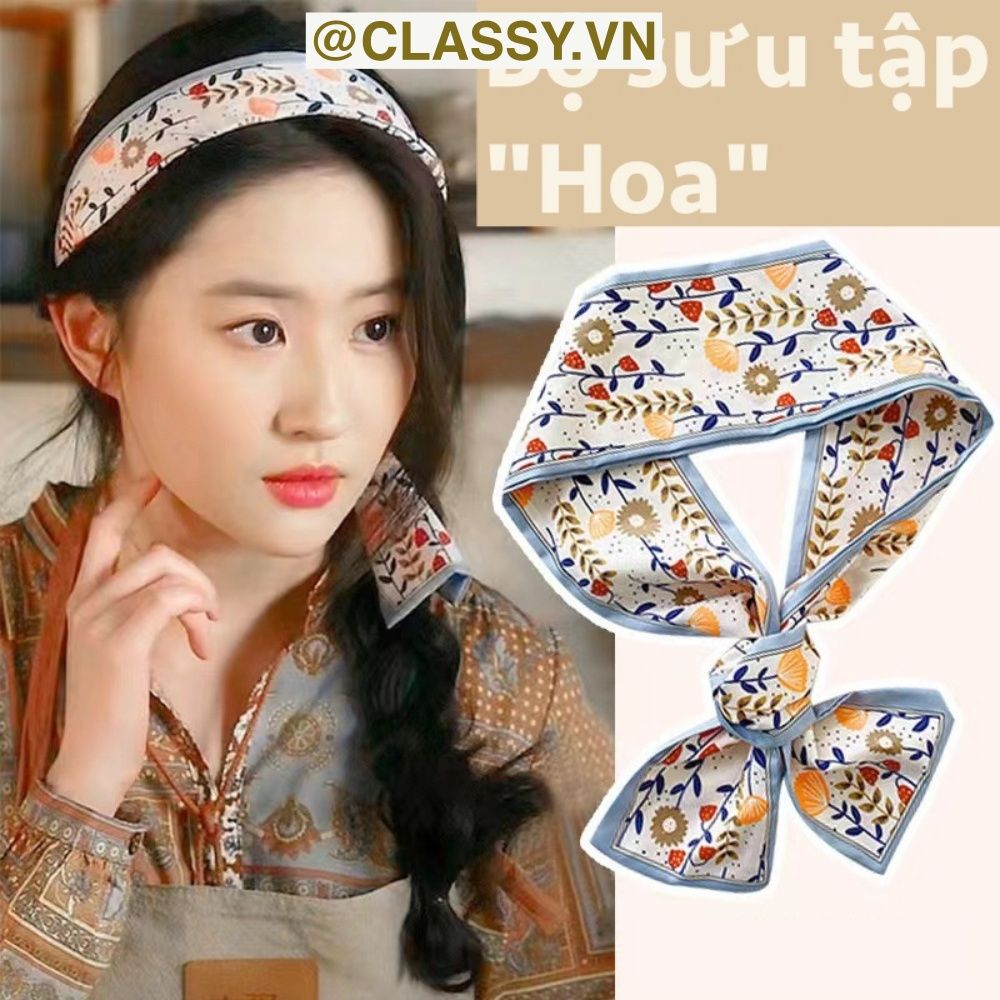Dải turban lụa dài 97.5x7cm thời trang hàn quốc nhiều kiểu đẹp, phong cách vintage PK1134