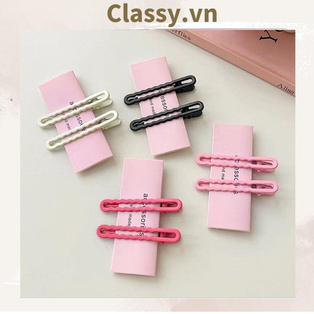 Bộ 2 kẹp tóc mỏ vịt màu bơ đơn sắc mang lại nét nữ tính sang trọng cho nữ PK1176