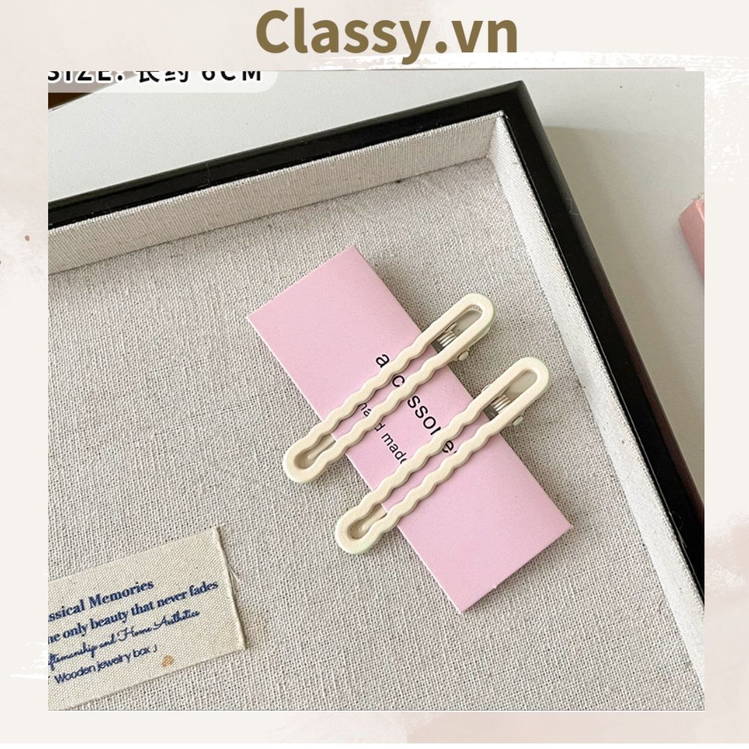 Bộ 2 kẹp tóc mỏ vịt màu bơ đơn sắc mang lại nét nữ tính sang trọng cho nữ PK1176