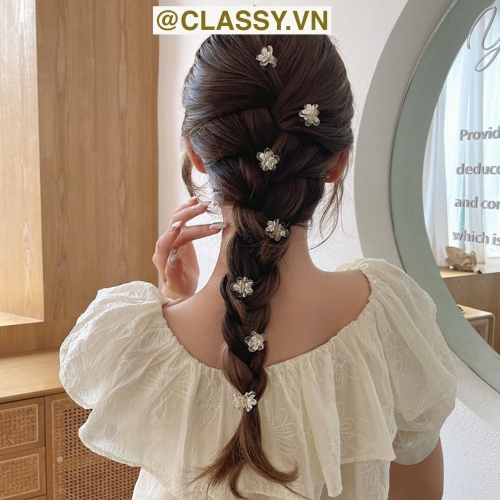 Hộp 16 chiếc Kẹp tóc càng cua cỡ nhỏ hình bông hoa nhiều màu PK1270
