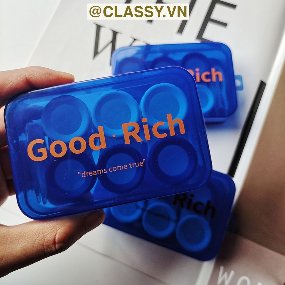 Hộp đựng kính áp tròng màu xanh dương, 1 khay đựng lens, có gương soi PK1300
