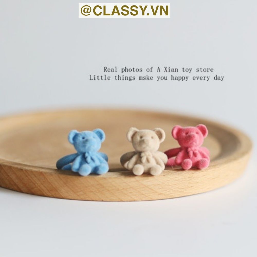 Nhẫn hở bọc vải nhung họa tiết gấu và thỏ độc đáo PK1396