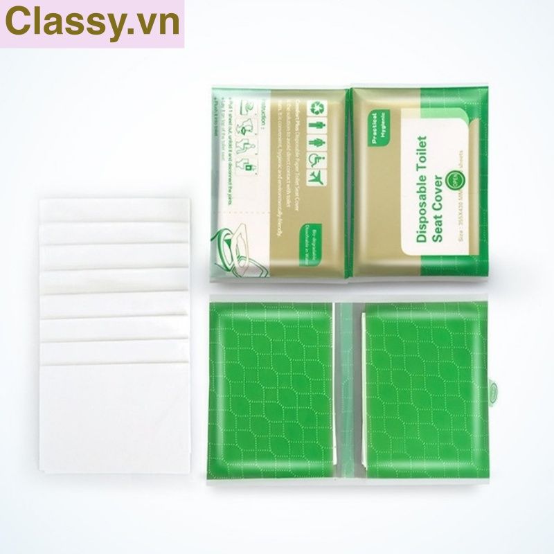10 miếng Giấy lót bồn cầu dùng 1 lần đi du lịch, miếng lót bồn cầu toilet nhà vệ sinh công cộng tự phân hủy PK1425